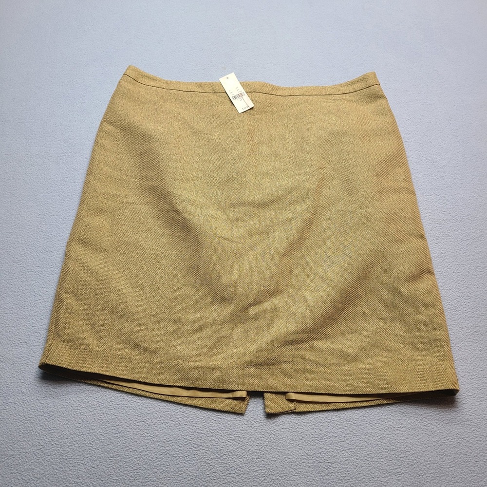 New York & Company Pencil Skirt Women 14 Gold NEW Metallic Lined Back Vent